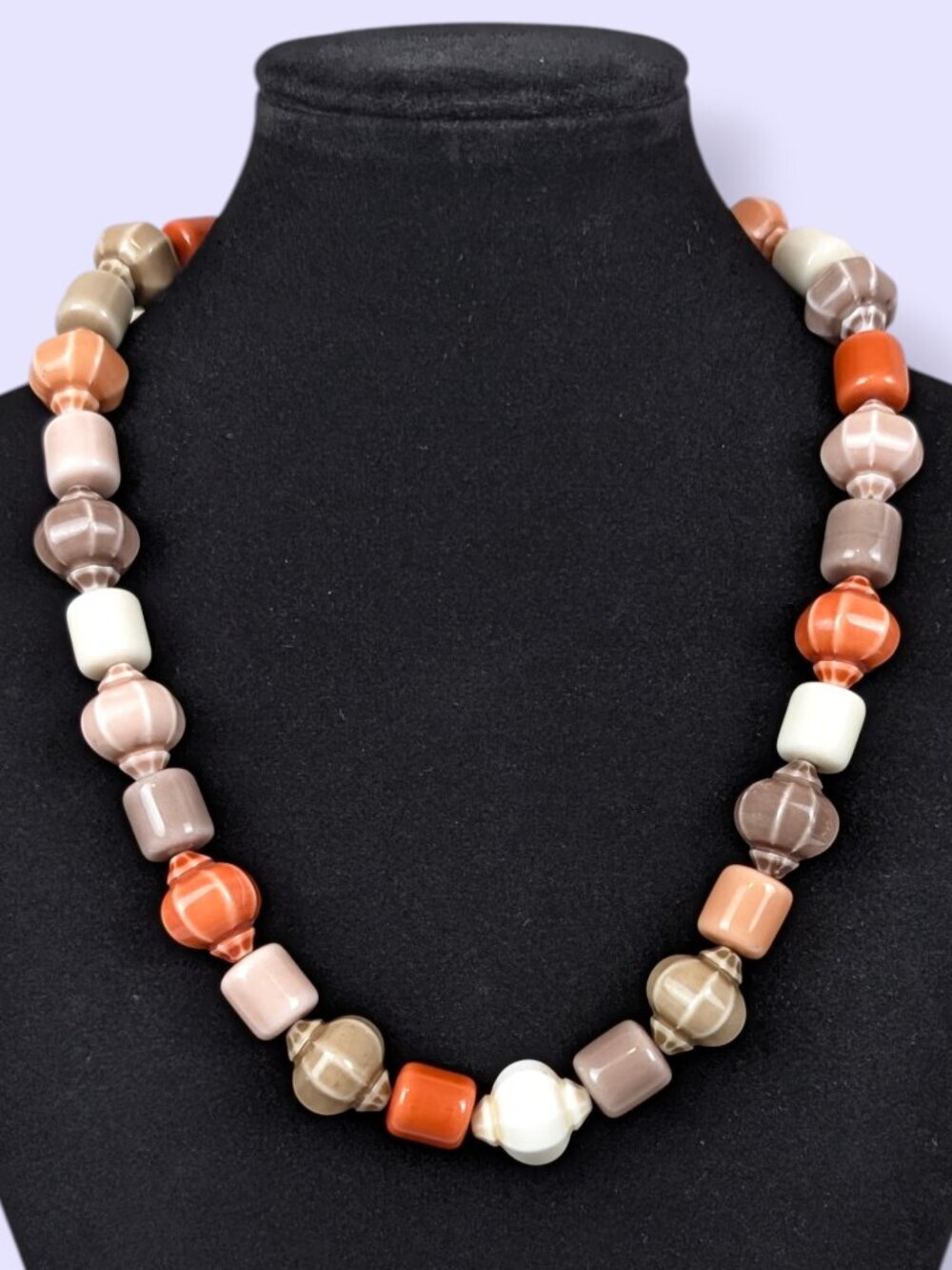Vintage Lucite Lantern & Cylinder Beaded Necklace